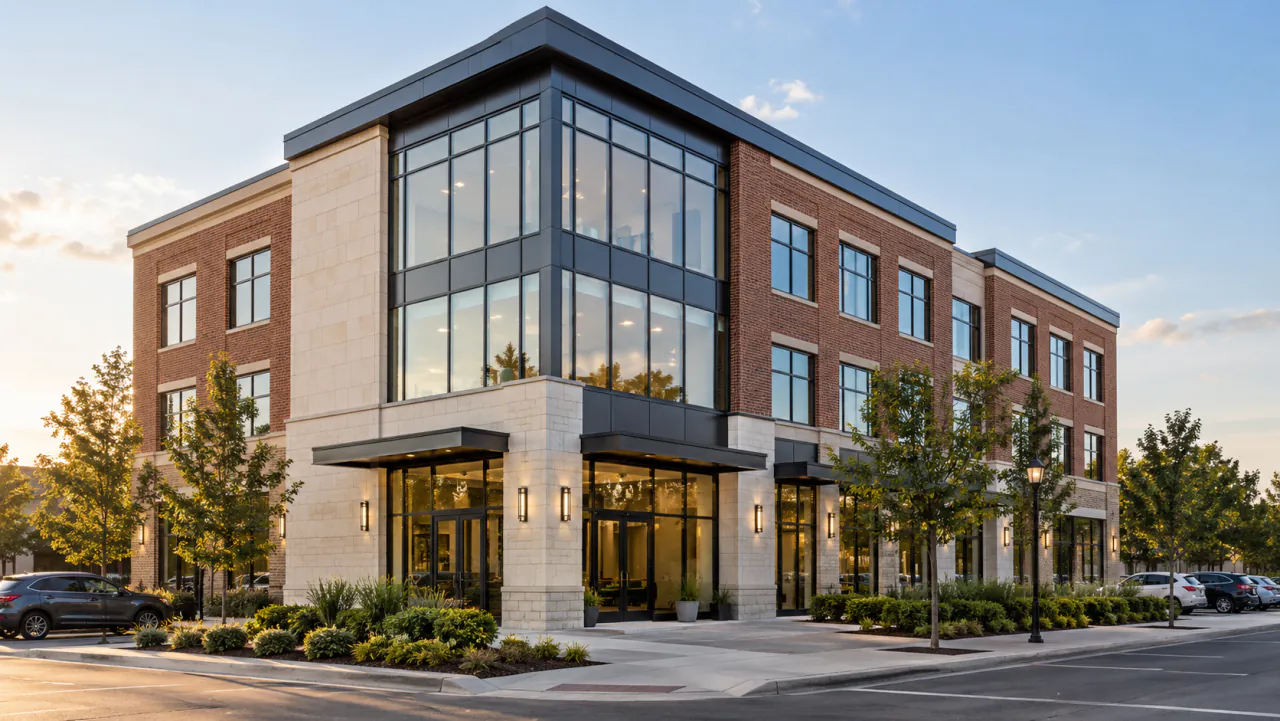 Modern commercial property representing commercial real-estate lending