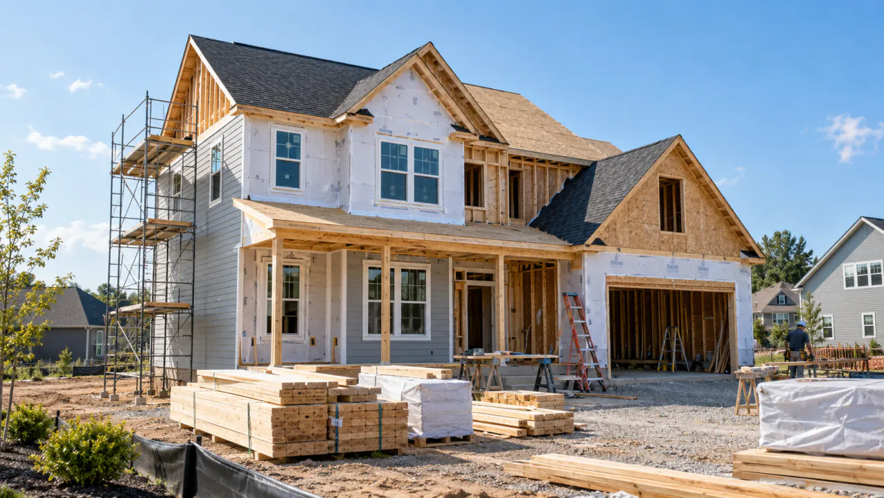 New American home under construction